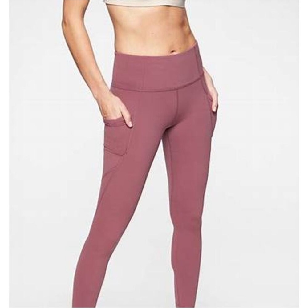 Athleta Worn Once Salutation Stash Pocket 7/8 Tight Mauve Pink